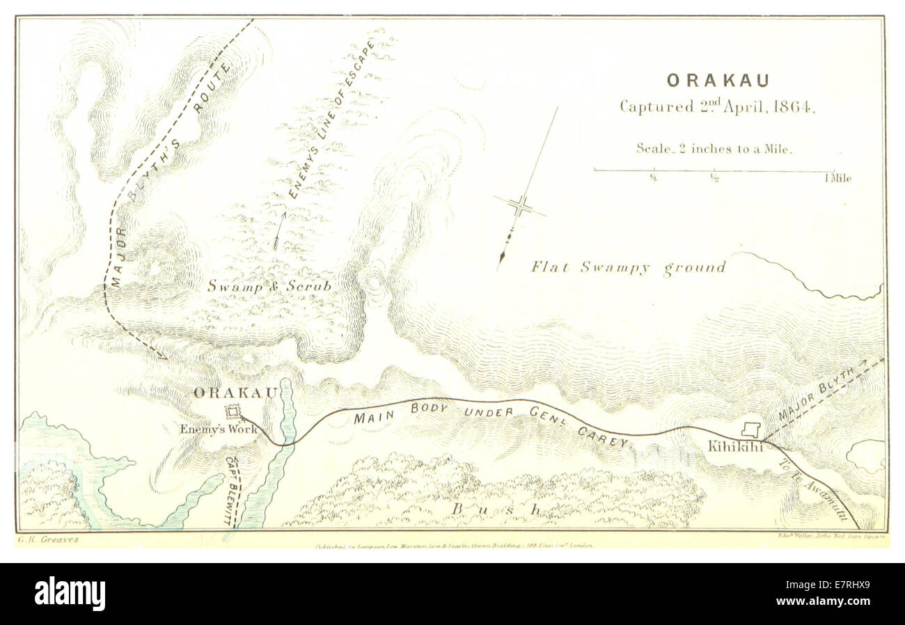 Une illustration de 1873 par Alexandre représentant la bataille de *Orakau*, qui a eu lieu le 2 avril 1864, pendant les guerres de Nouvelle-Zélande. La bataille fut un conflit crucial entre les forces de Māori et les colons britanniques. Banque D'Images