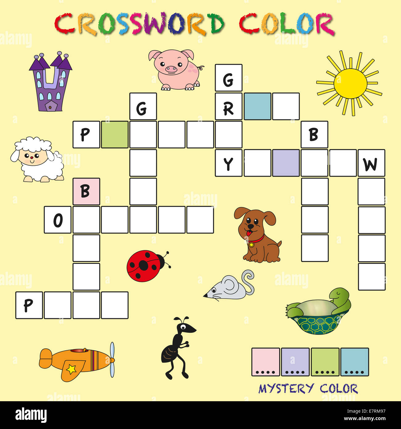 Jeu pour les enfants : la couleur de mots croisés Photo Stock - Alamy