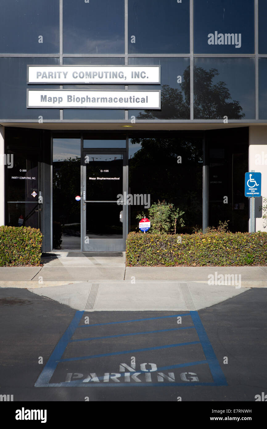 Siège de Mapp Produits biopharmaceutiques dans un petit parc technologique de San Diego, fabricant du médicament expérimental pour traiter l'ZMapp d'Ebola, en août 2014. Banque D'Images