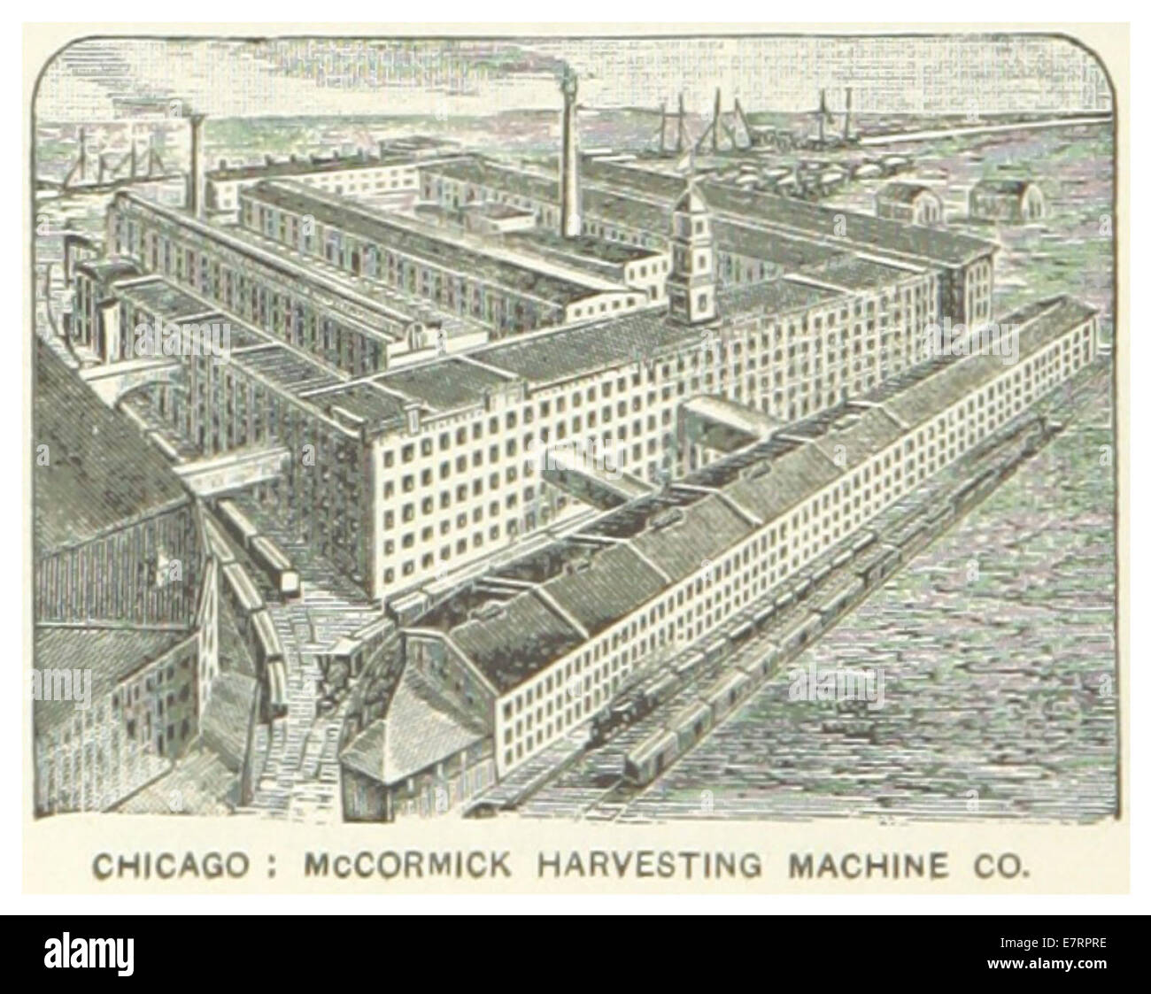 La page 226 de l'ouvrage de 1891 de l'Illinois illustre la McCormick Harvesting machine Company, un fabricant pivot dans l'industrie agricole, particulièrement connu pour ses innovations dans le domaine des machines agricoles. Banque D'Images
