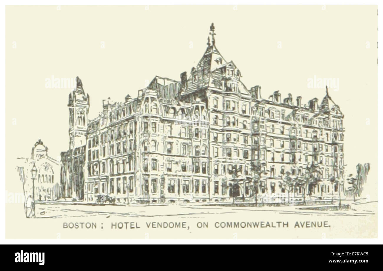 L'hôtel Vendome, situé au 160 Commonwealth Avenue à Back Bay à Boston, était un hôtel de luxe construit en 1871 et agrandi en 1881. Conçue dans le style second Empire, elle était réputée pour sa façade en marbre blanc. En 1972, un incendie tragique a entraîné l'effondrement partiel du bâtiment, entraînant la mort de neuf pompiers. La structure a été rénovée plus tard et sert maintenant de condominiums. Banque D'Images