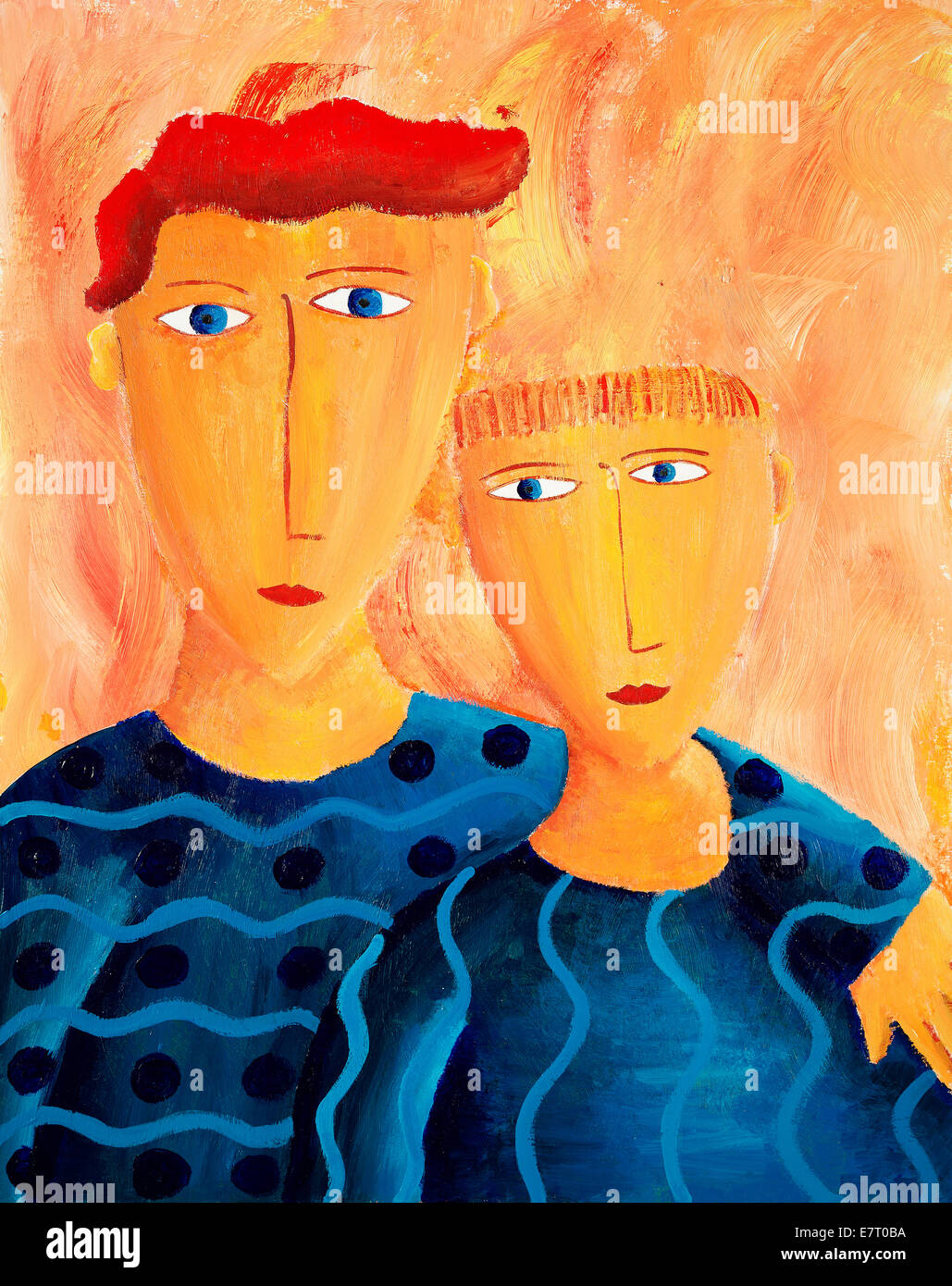 Peinture acrylique de deux par artiste dérange Julie Nicholls Banque D'Images