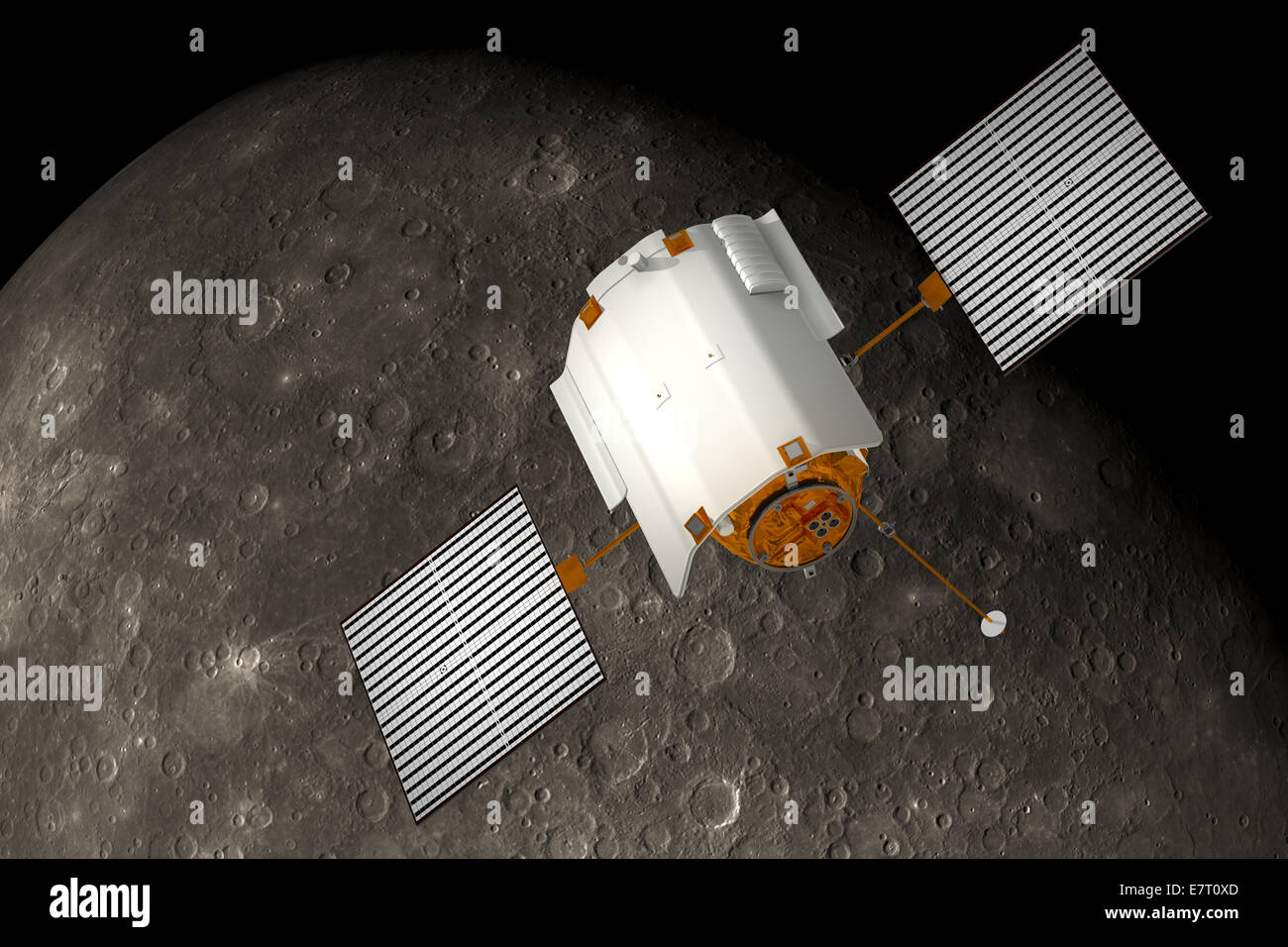 'Messenger" gravitant autour de l'engin spatial Mercury Banque D'Images