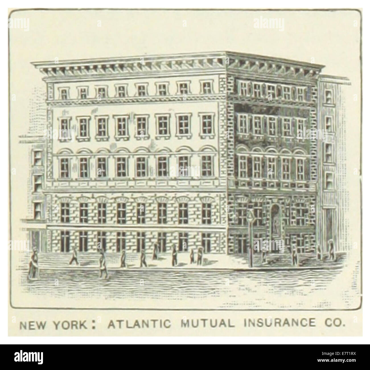 Cette illustration de 1891 représente l'Atlantic Mutual Insurance Company à New York, reflétant la croissance de l'industrie de l'assurance à la fin du XIXe siècle. Banque D'Images