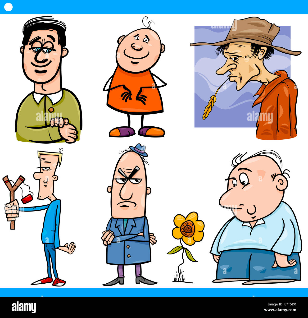 Cartoon Illustration Bande Dessinée Jeu de caractères des hommes dans des situations Banque D'Images