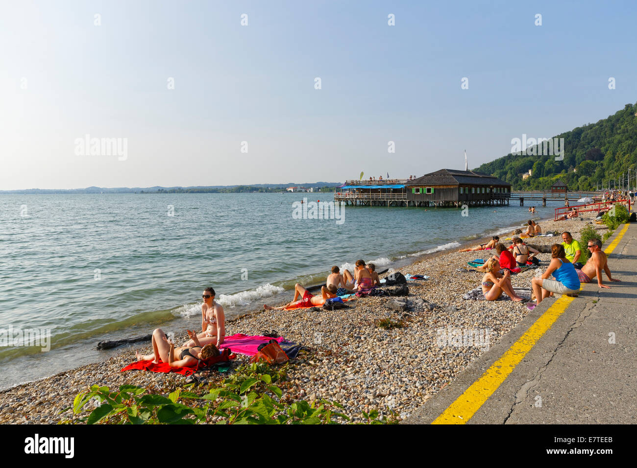 Kaiserstrand, plage sur le lac de Constance avec l'ancien bassin militaire 'msg', Bregenz, Vorarlberg, Autriche Banque D'Images