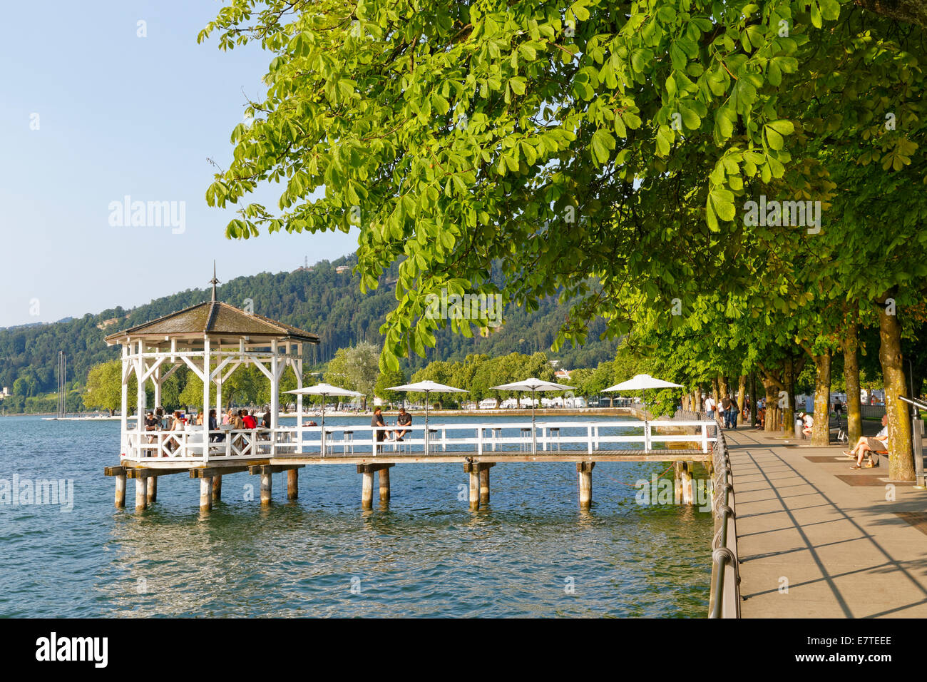 Pavillon, sur la promenade au bord du lac de Constance, Bregenz, Vorarlberg, Autriche Banque D'Images