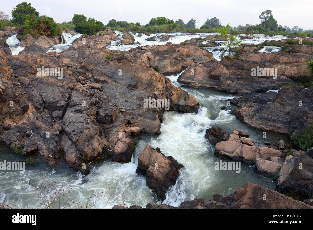 Cascade de Don Khon, Si Phan Don, au Laos Banque D'Images