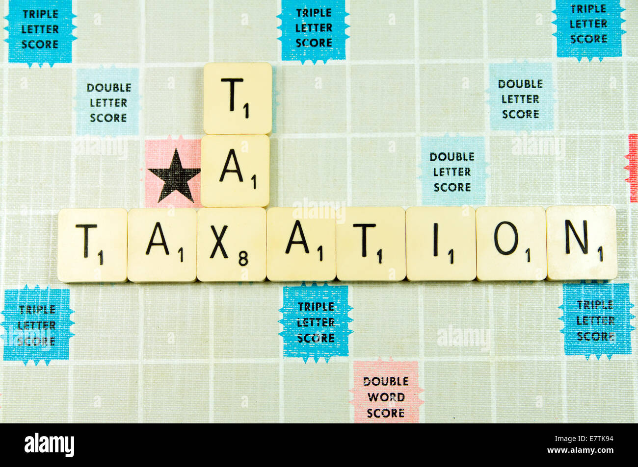 Impôt sur les sociétés, l'impôt sur le Scrabble Board Banque D'Images