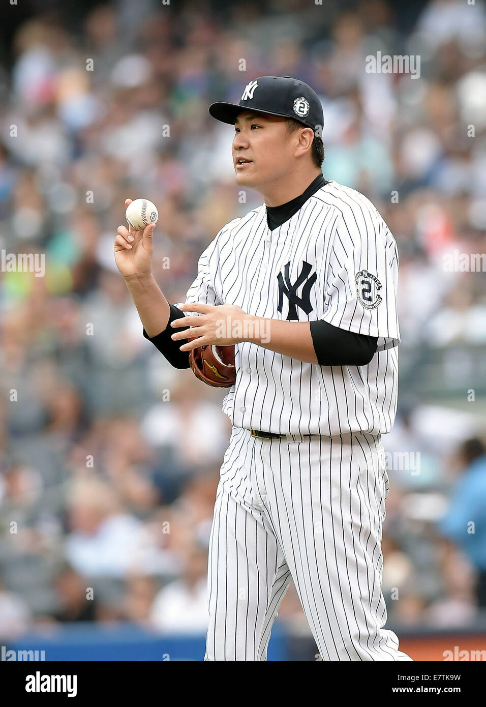 Masahiro Tanaka (Yankee), le 21 septembre 2014 - MLB : Masahiro Tanaka des Yankees de New York en ligue majeure de baseball pendant les match contre les Blue Jays de Toronto au Yankee Stadium dans le Bronx, New York, United States. (Photo de bla) Banque D'Images