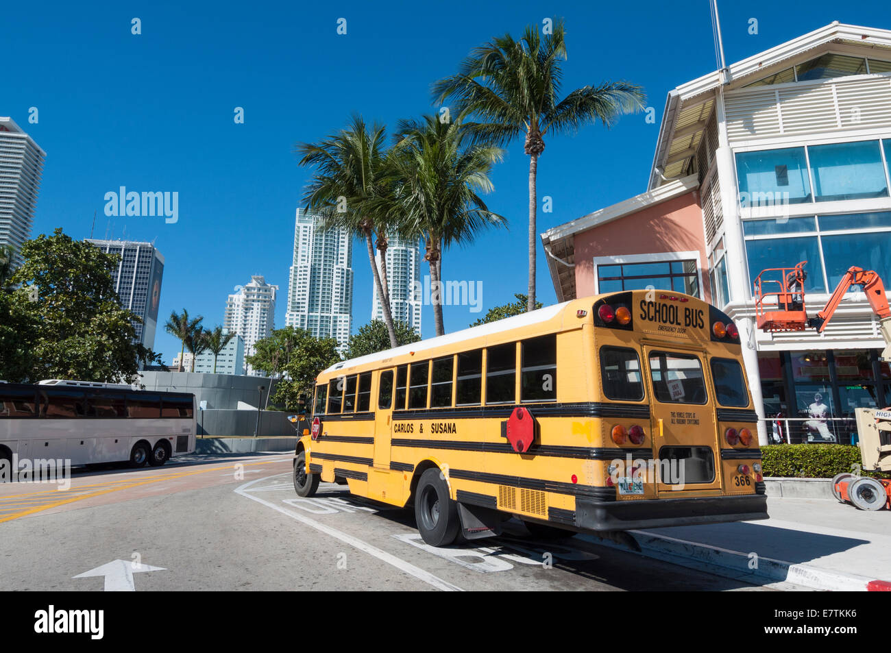 Autobus scolaire jaune à Miami, Floride, USA Banque D'Images