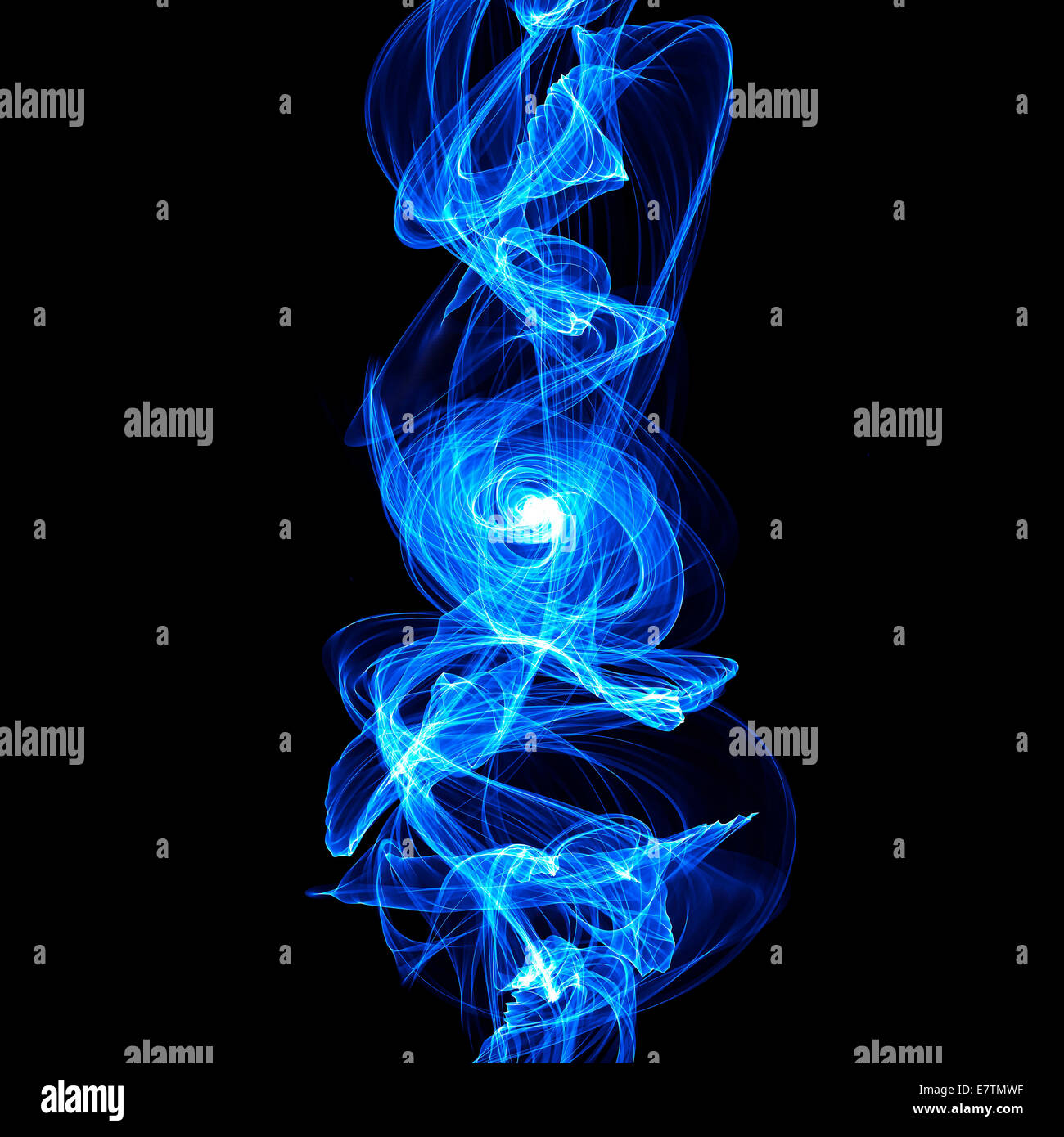 Motifs abstraits bleu sur fond noir, l'oeuvre de l'ordinateur. Banque D'Images