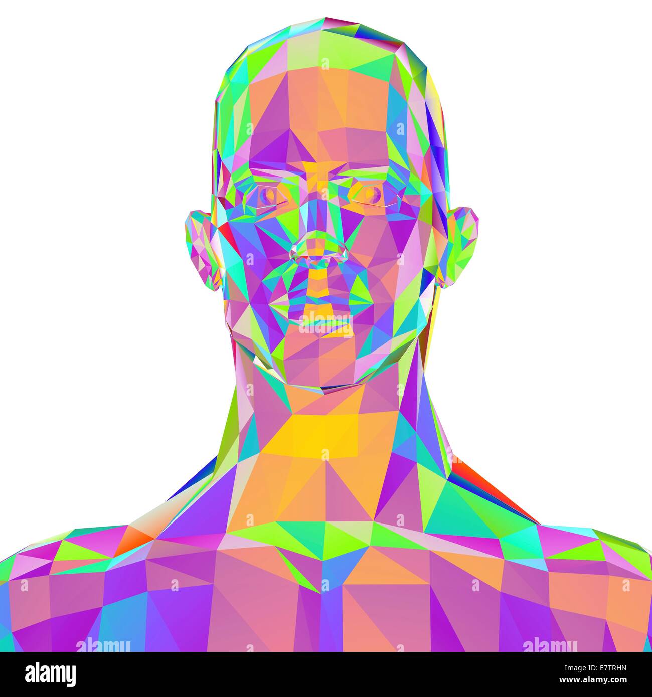 Abstrait géométrique homme chef polygonal, d'art de l'ordinateur. Banque D'Images
