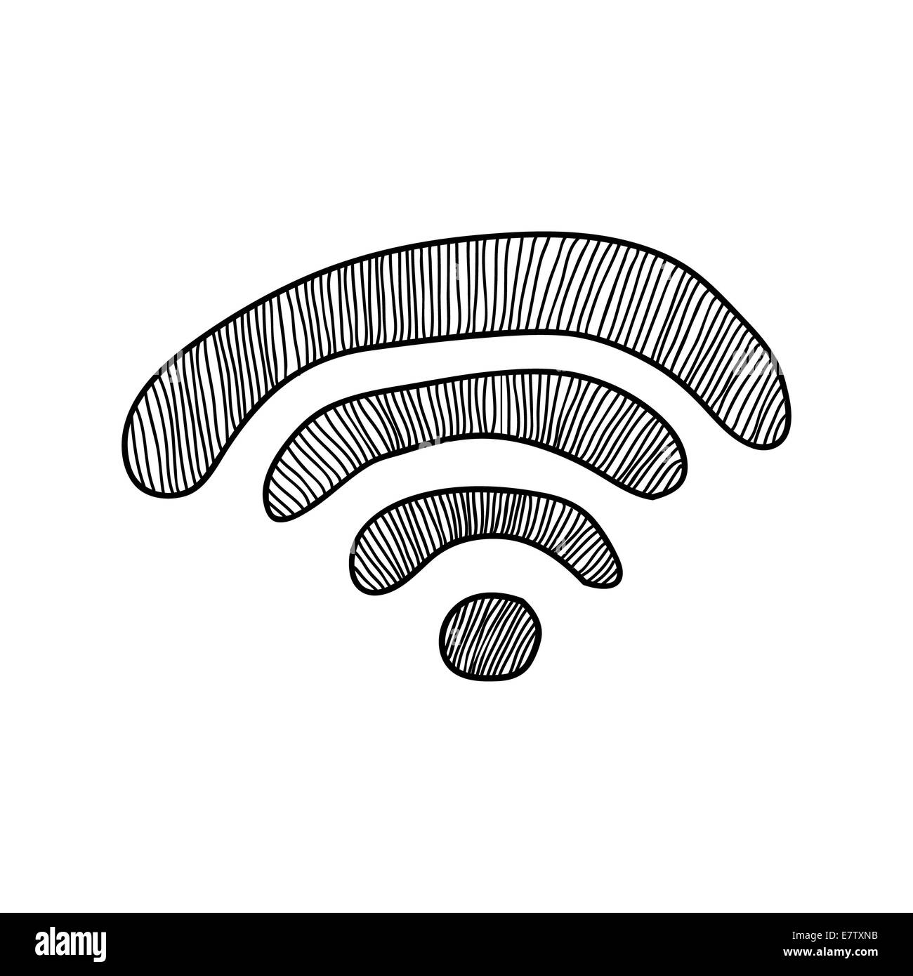 Une connexion Wi-Fi gratuite doodle sign Banque D'Images
