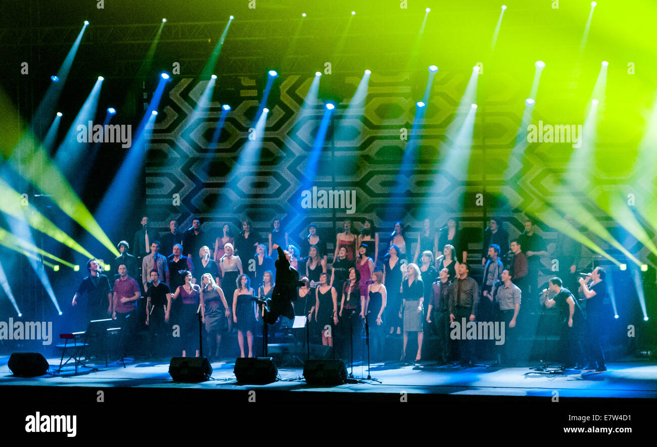 Perpetuum Jazzile, slovène, groupe de musique a cappella à la scène en concert sold out Dvorana Tabor, Maribor, Slovénie, 2012 Banque D'Images