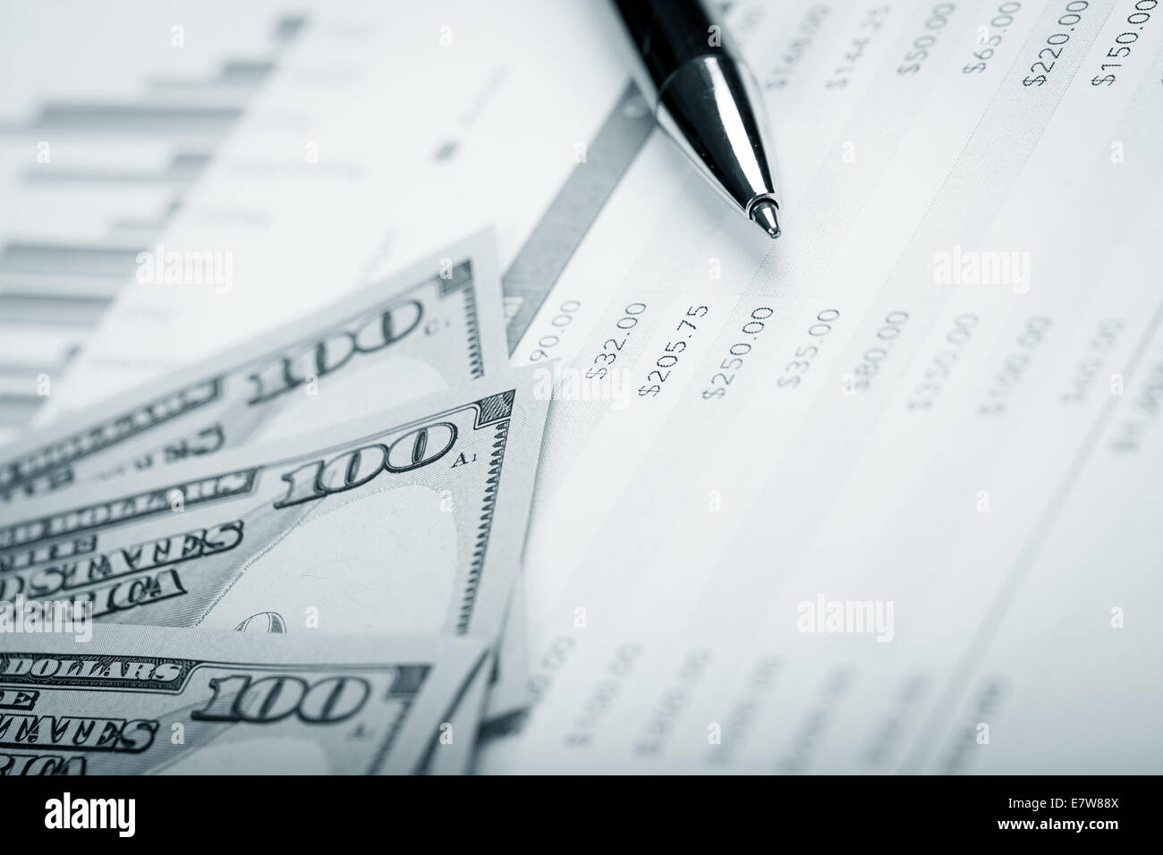 La photographie d'entreprise : macro de dollars et plan de prêt Banque D'Images