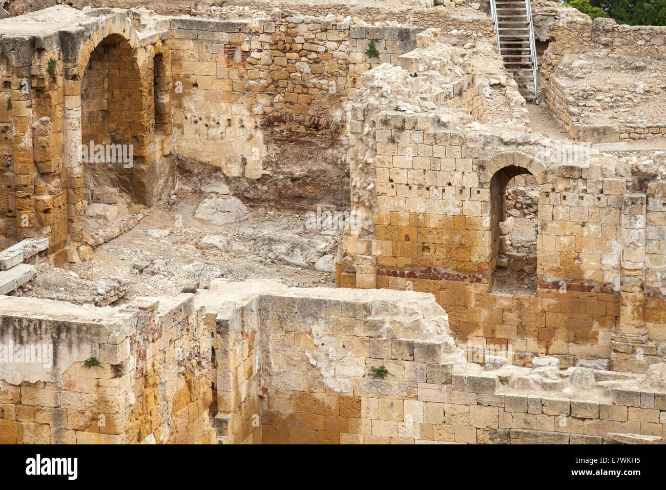 Ruines ancien amphithéâtre romain à Tarragone, Catalogne, Espagne Banque D'Images