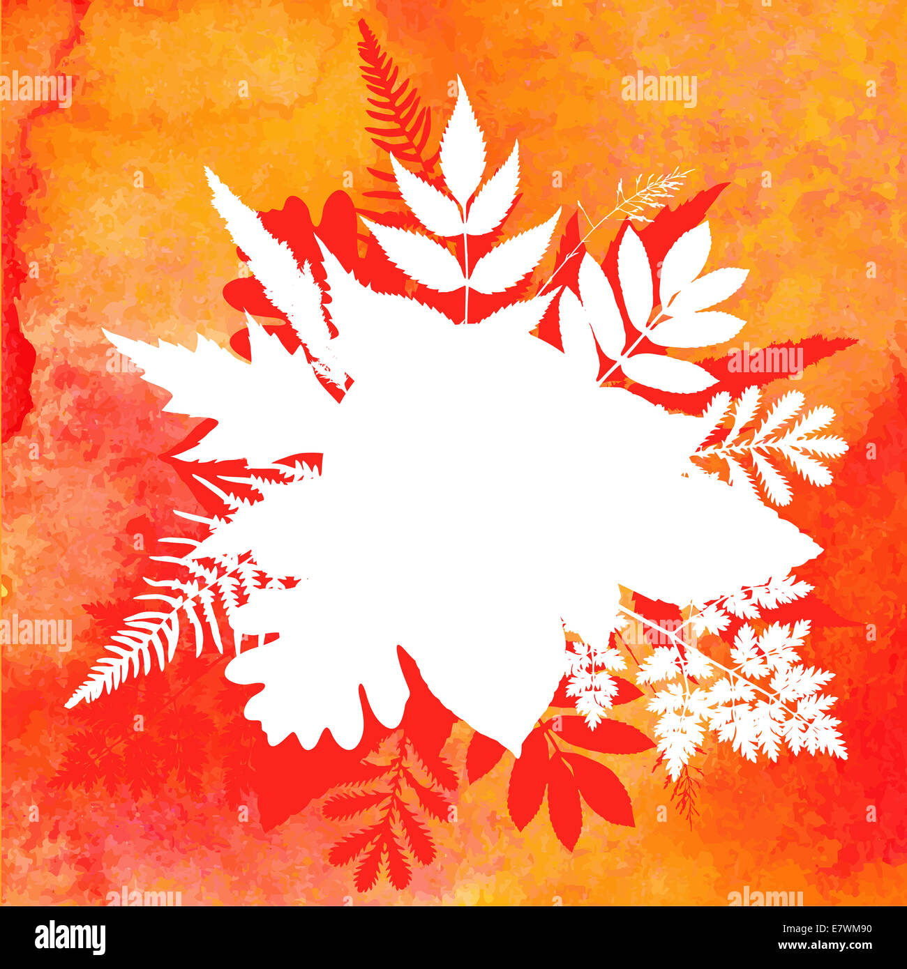 Aquarelle peint Orange automne fond feuillage vector Banque D'Images