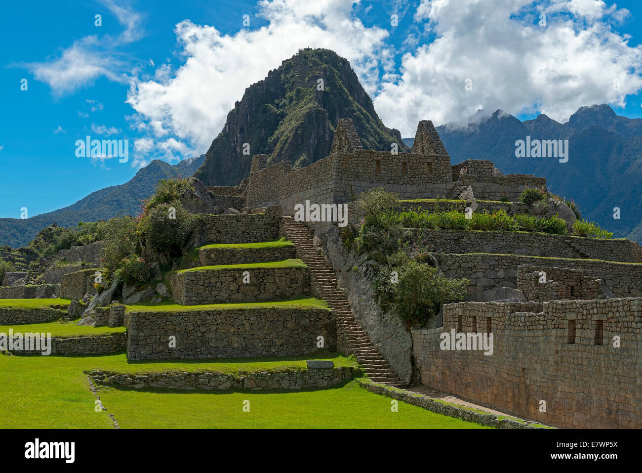 Ruines de Machu Picchu, Site du patrimoine mondial de l'UNESCO, Pérou Banque D'Images