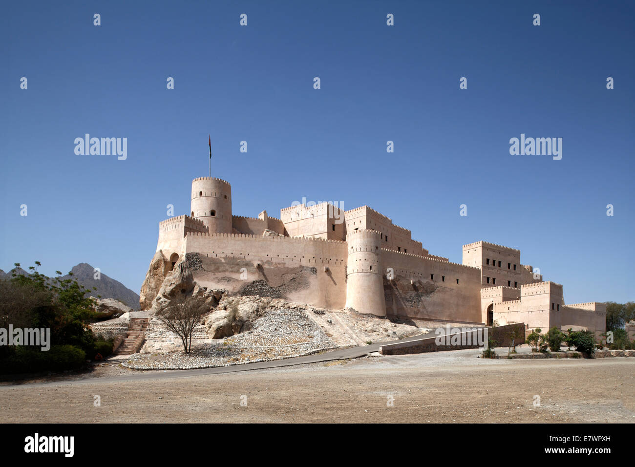 Nakhl Fort ou Al Husn Heem, forteresse, bâtiment historique mudbrick Al-Batinah, province, Sultantat d'Oman, dans la péninsule arabique Banque D'Images