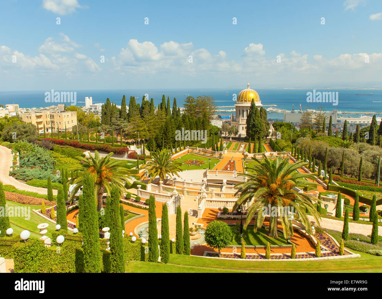 Une belle photo de les jardins de Bahai à Haïfa en Israël. Banque D'Images