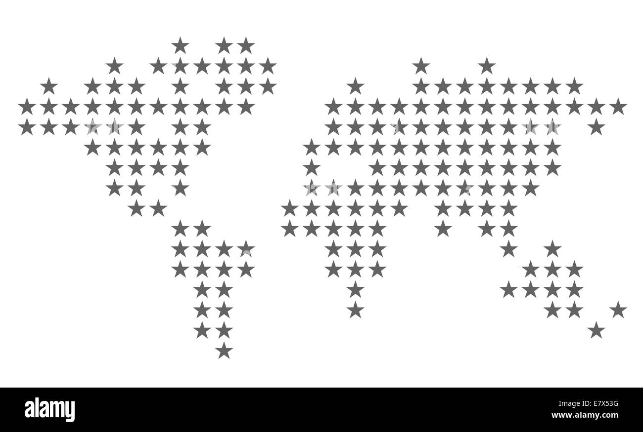 Carte du monde en fait de star des formes. Banque D'Images