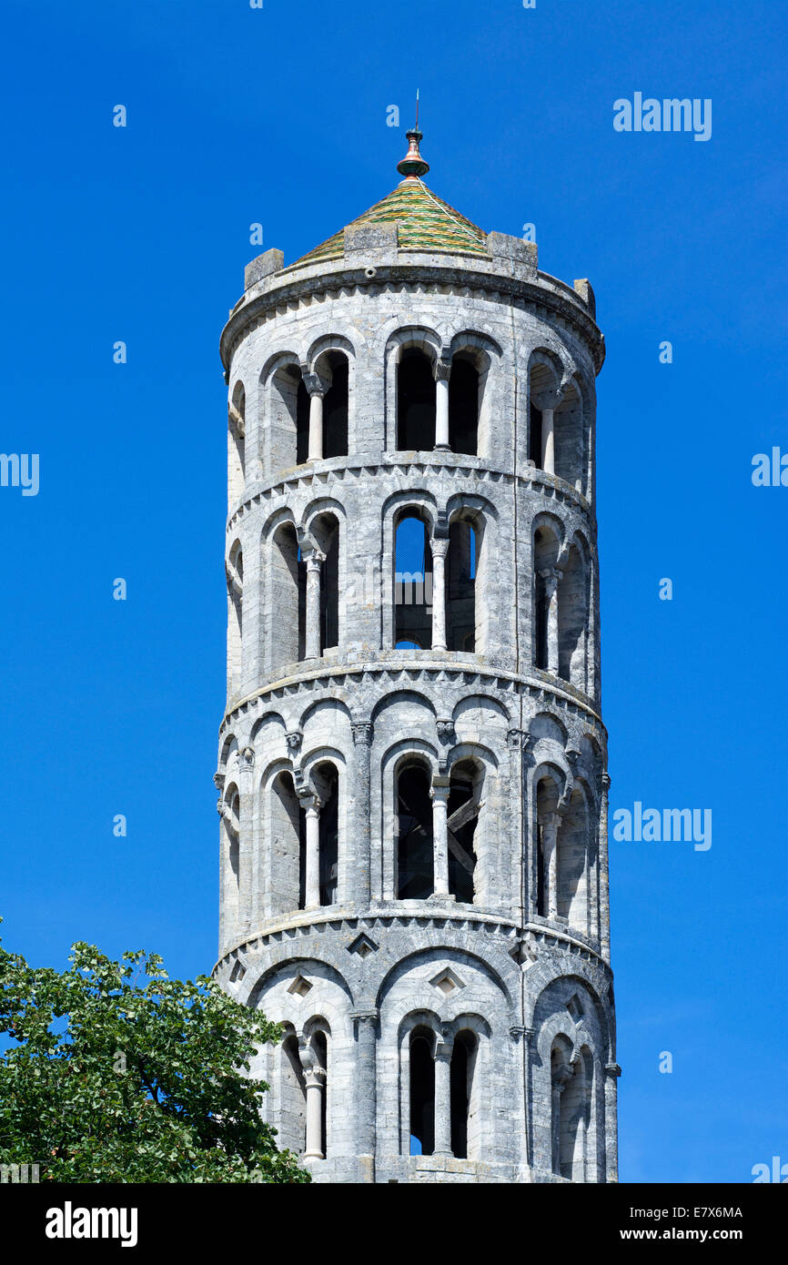 Tour Fenestrelle ou le campanile de la cathédrale Saint-Theodorit,Uzes. Gard, Languedoc-Roussillon, France, Europe Banque D'Images