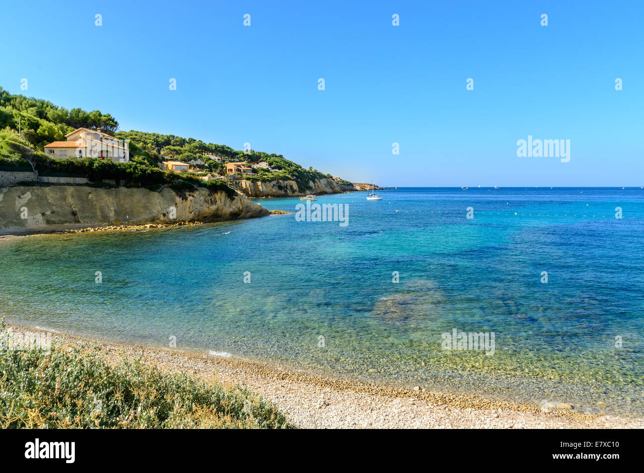 Lieu idéal pour la plongée, plage de Sanary-sur-Mer , Var, Cote Azur, France Banque D'Images