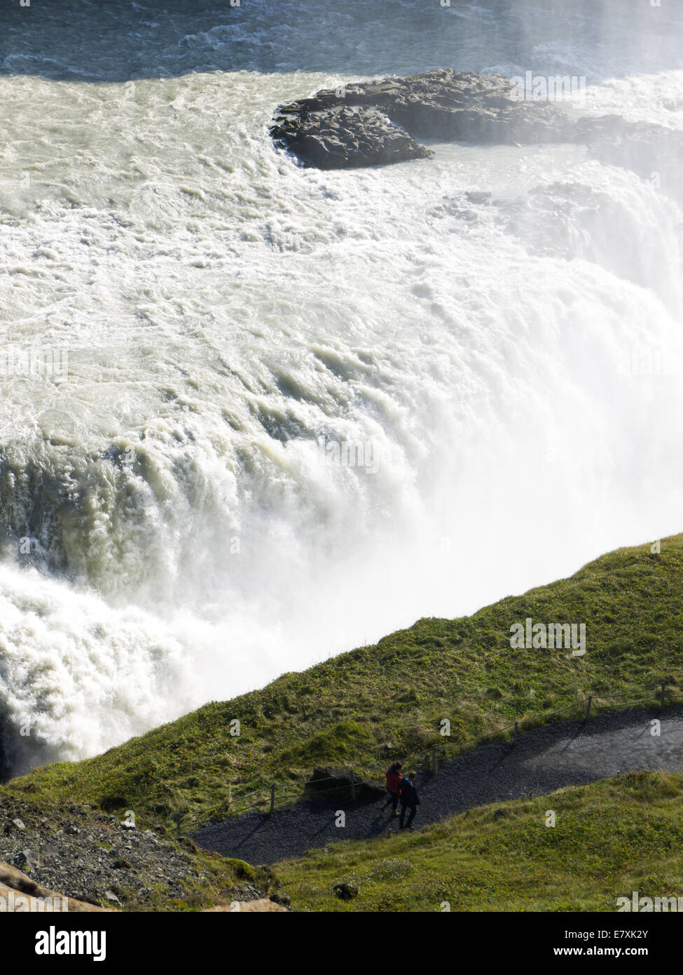 ('Gullfoss Chute d'Or") cascade sur la rivière Hvítá, sud-ouest de l'Islande. Banque D'Images