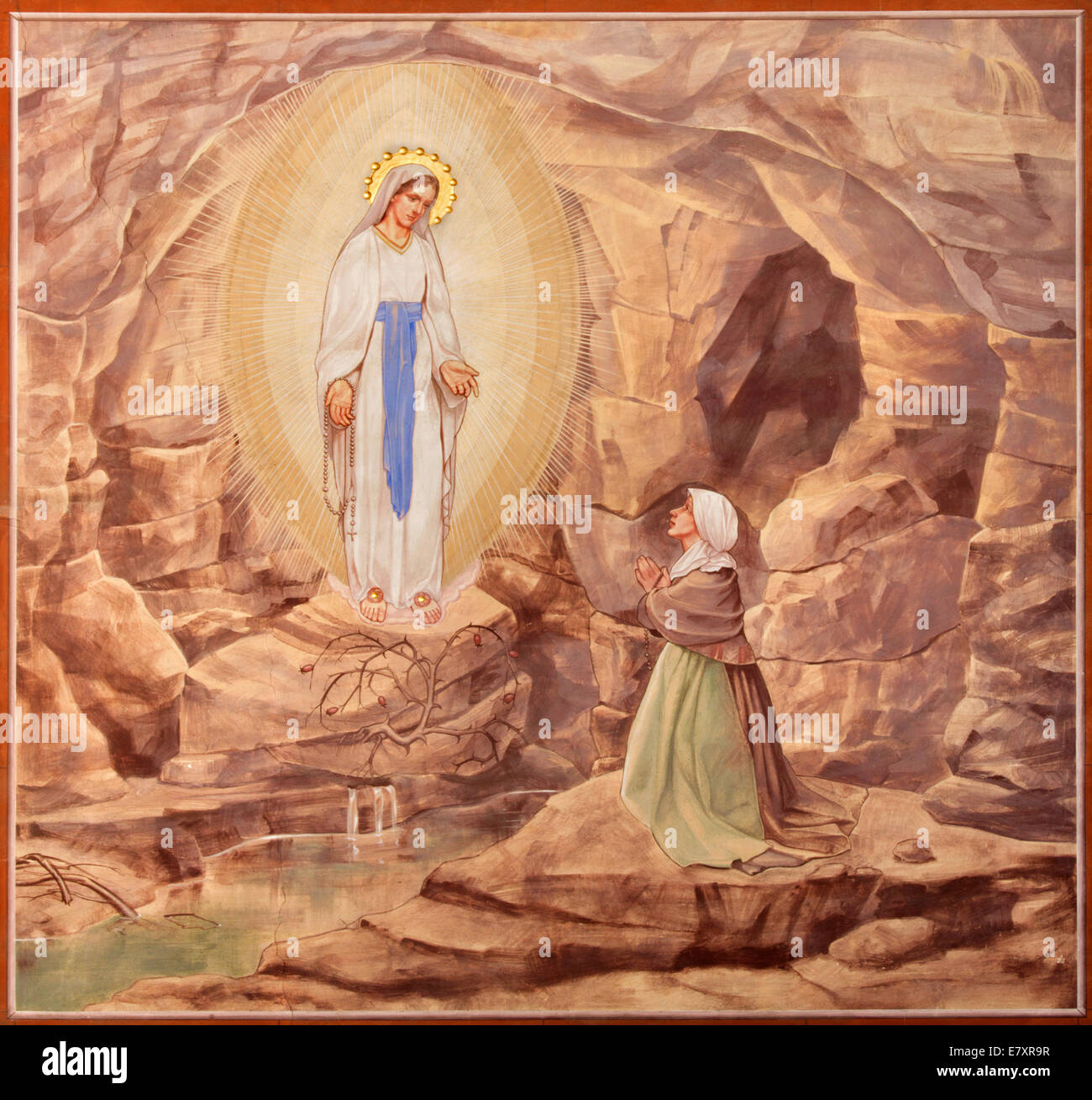 Padoue, Italie - septembre 9, 2014 : la peinture de l'Apparitioin de la Vierge Marie à Lourdes dans la basilique de l'église del Carmine Banque D'Images