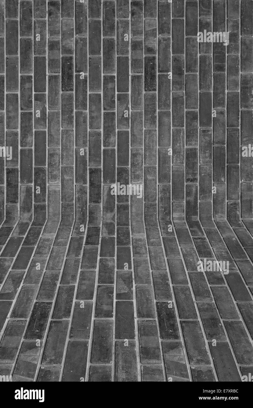 Mur en briques anciennes noir et blanc Banque D'Images
