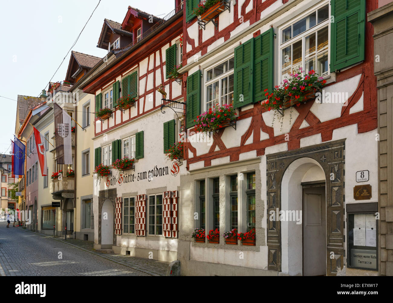 Zum Goldenen Hirschen Restaurant, centre historique de Bregenz, Vorarlberg, Autriche Banque D'Images