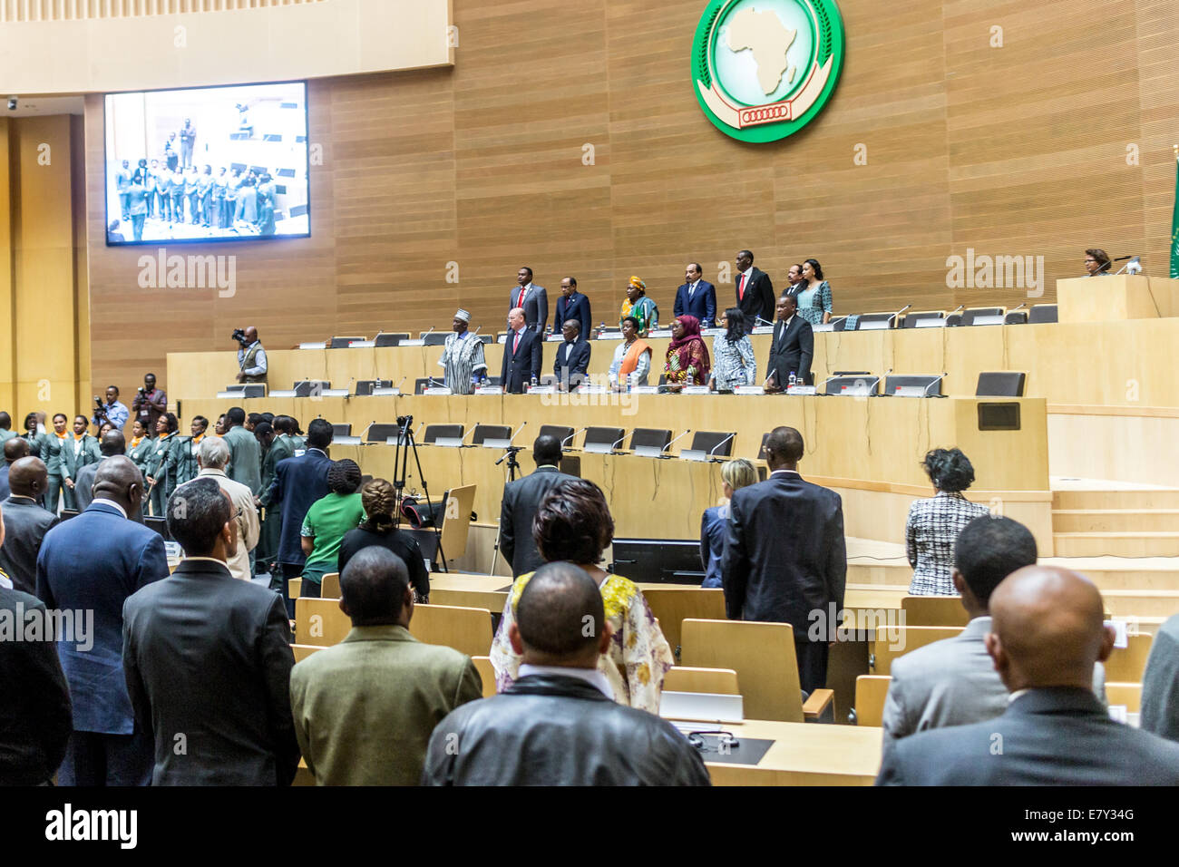 Délégation de haut niveau de l'Union africaine pour l'Union africaine hymne national au cours de la première visite officielle de S.E. Monsieur Mohame Banque D'Images