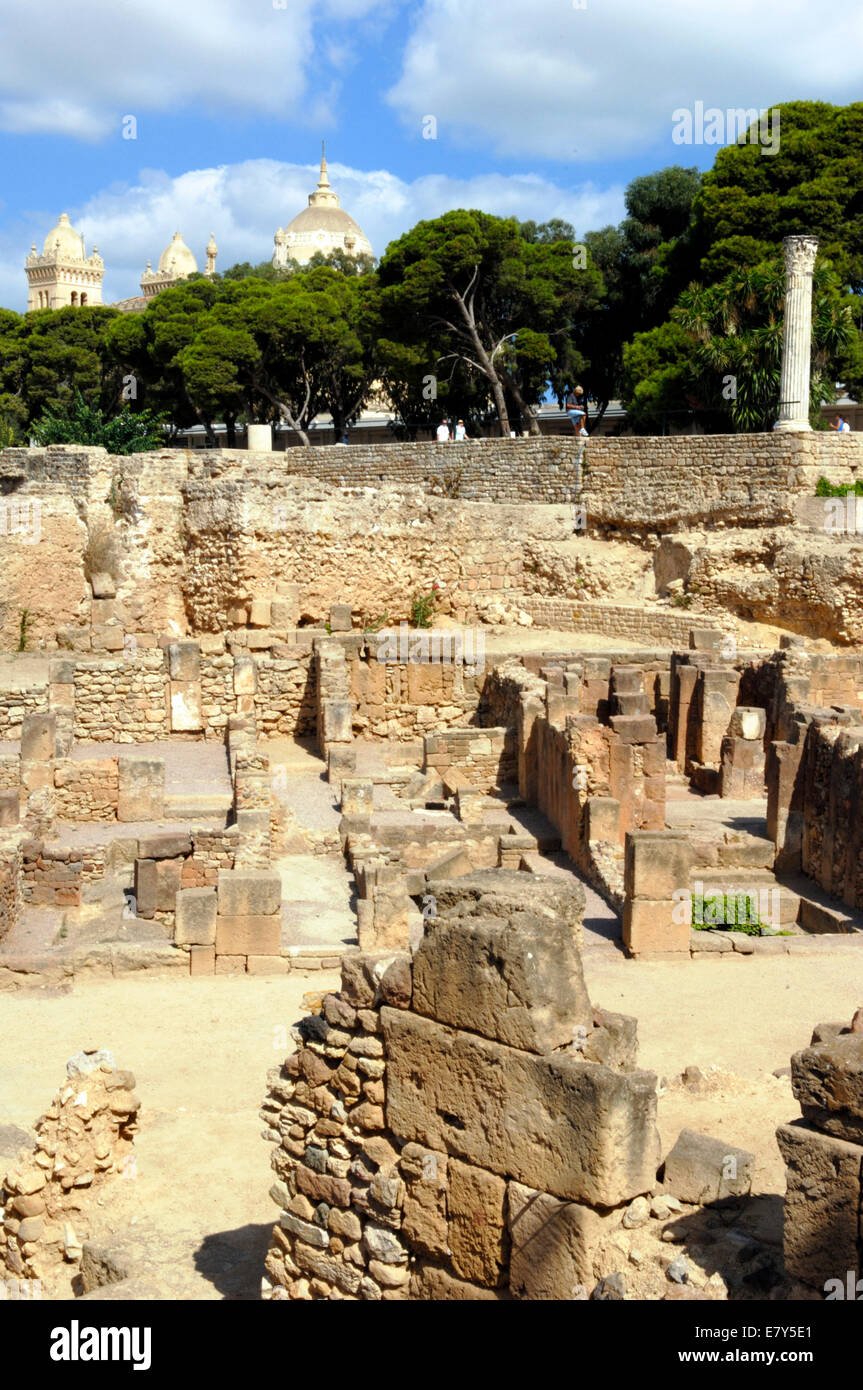 Les vestiges d'un quartier d'habitation punique à Carthage, près de Tunis, à partir de l'époque d'Hannibal Banque D'Images