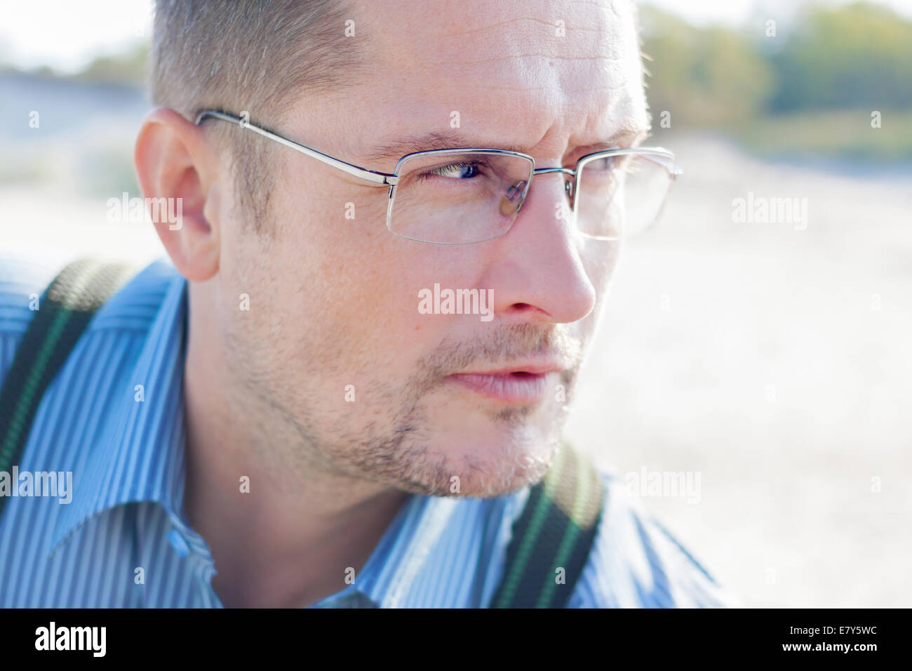 40 ans man portrait close up outdoor Banque D'Images