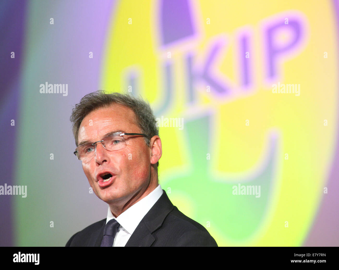 PETER WHITTLE UK Independence Party vendredi 26 septembre 2014 HIPPODROME DE DONCASTER DONCASTER YORKSHIRE ANGLETERRE Banque D'Images