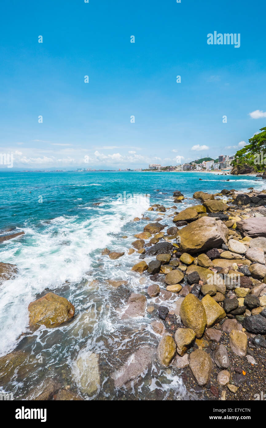 Amapas, plage Conchas Chinas, au sud de Puerto Vallarta, Jalisco, Mexique Banque D'Images