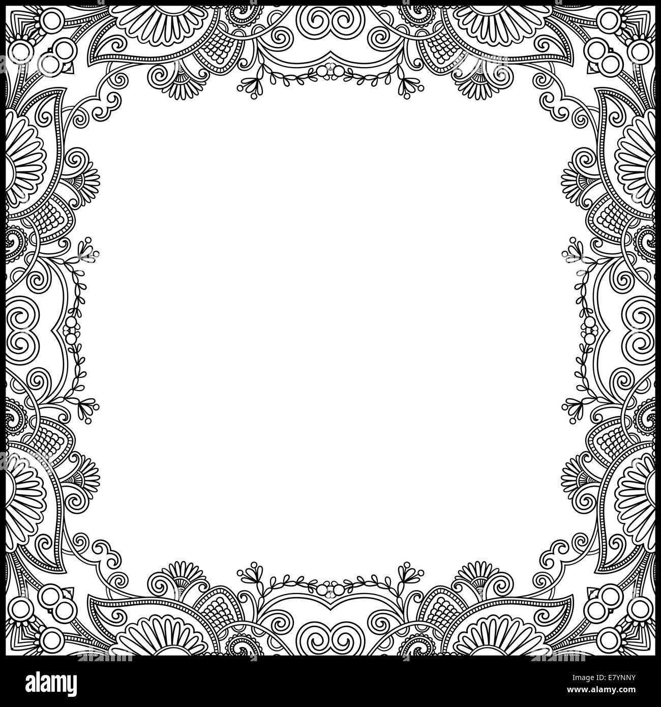 Noir et blanc vintage floral frame Banque D'Images