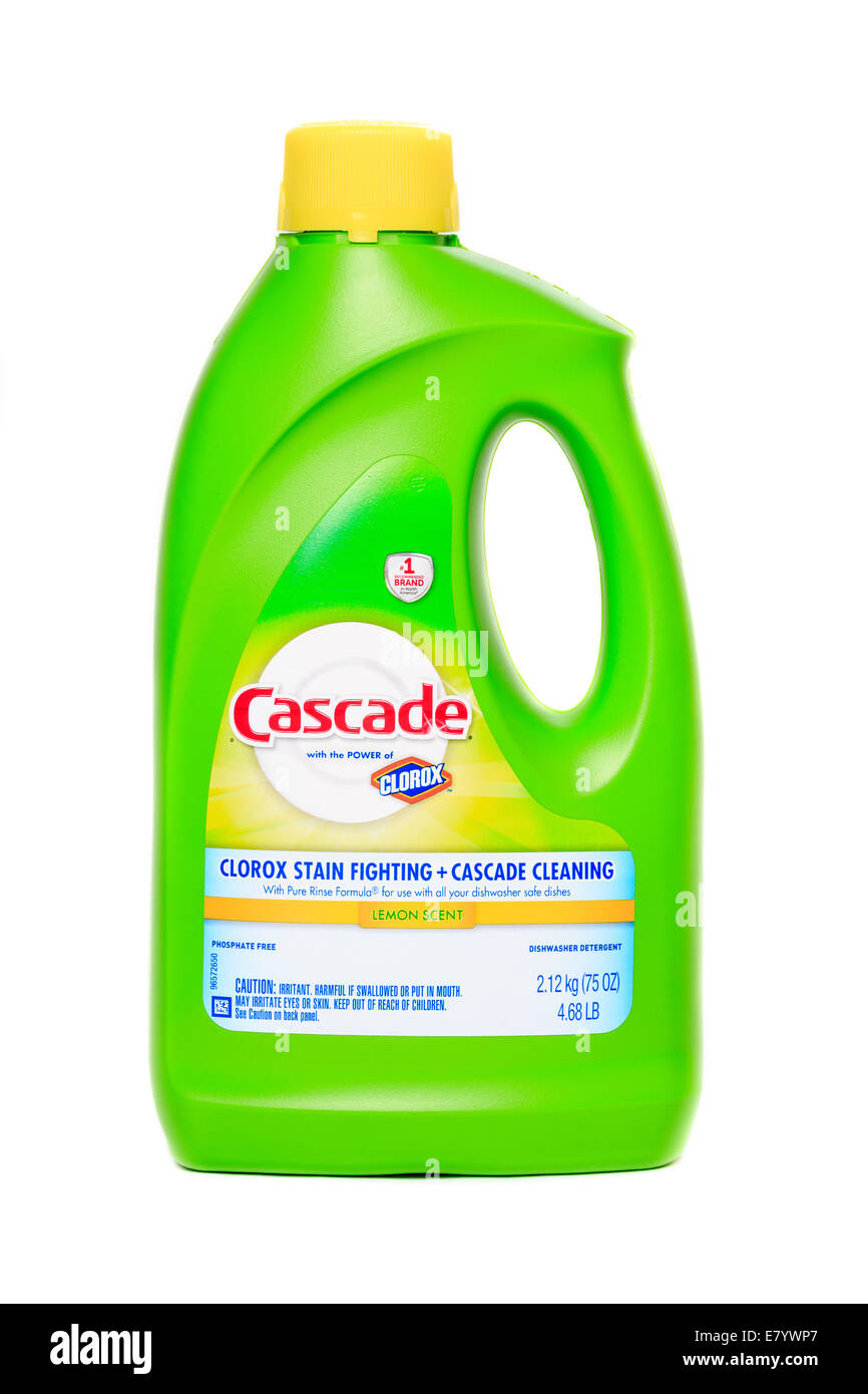 Détergent pour la Cascade avec javel Clorox. Banque D'Images