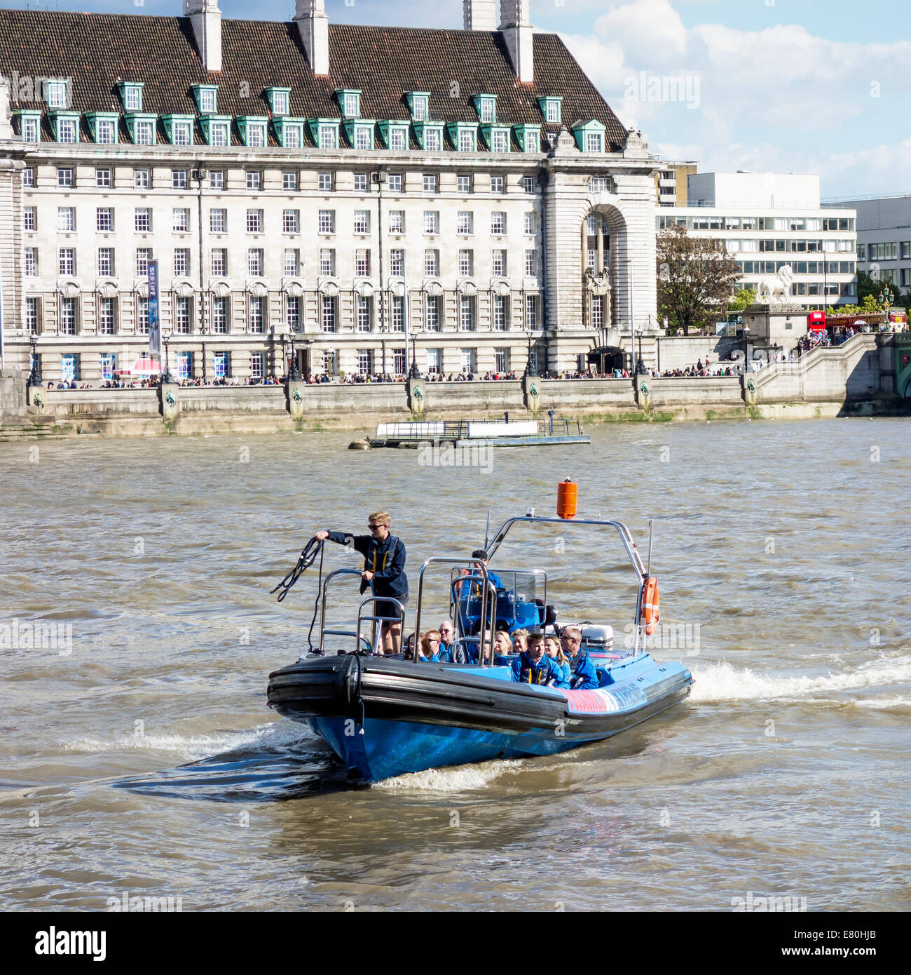La rivière Thames Rib rapide Tour London UK Banque D'Images