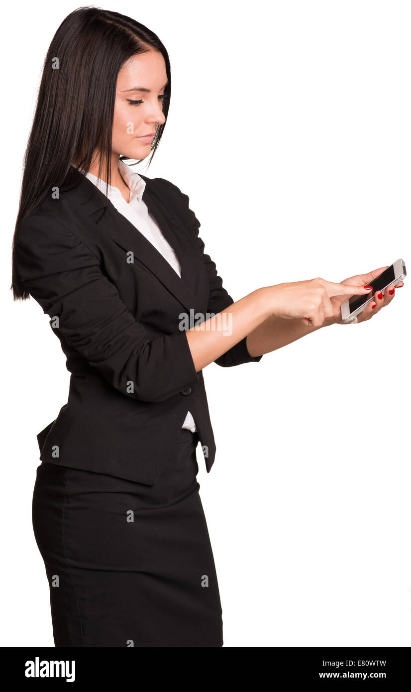 Belles femmes d'affaires en fonction de l'utilisation des smart phone Banque D'Images