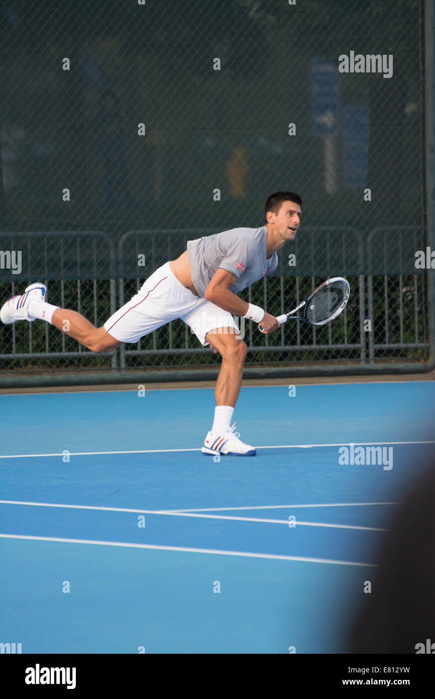 Beijing, Chine. 27 Septembre, 2014. Novak Djokovic à l'Open de Chine de formation à Beijing, Chine, le 27 septembre, 2014 Crédit : Shui Ta Shan/Alamy Live News Banque D'Images