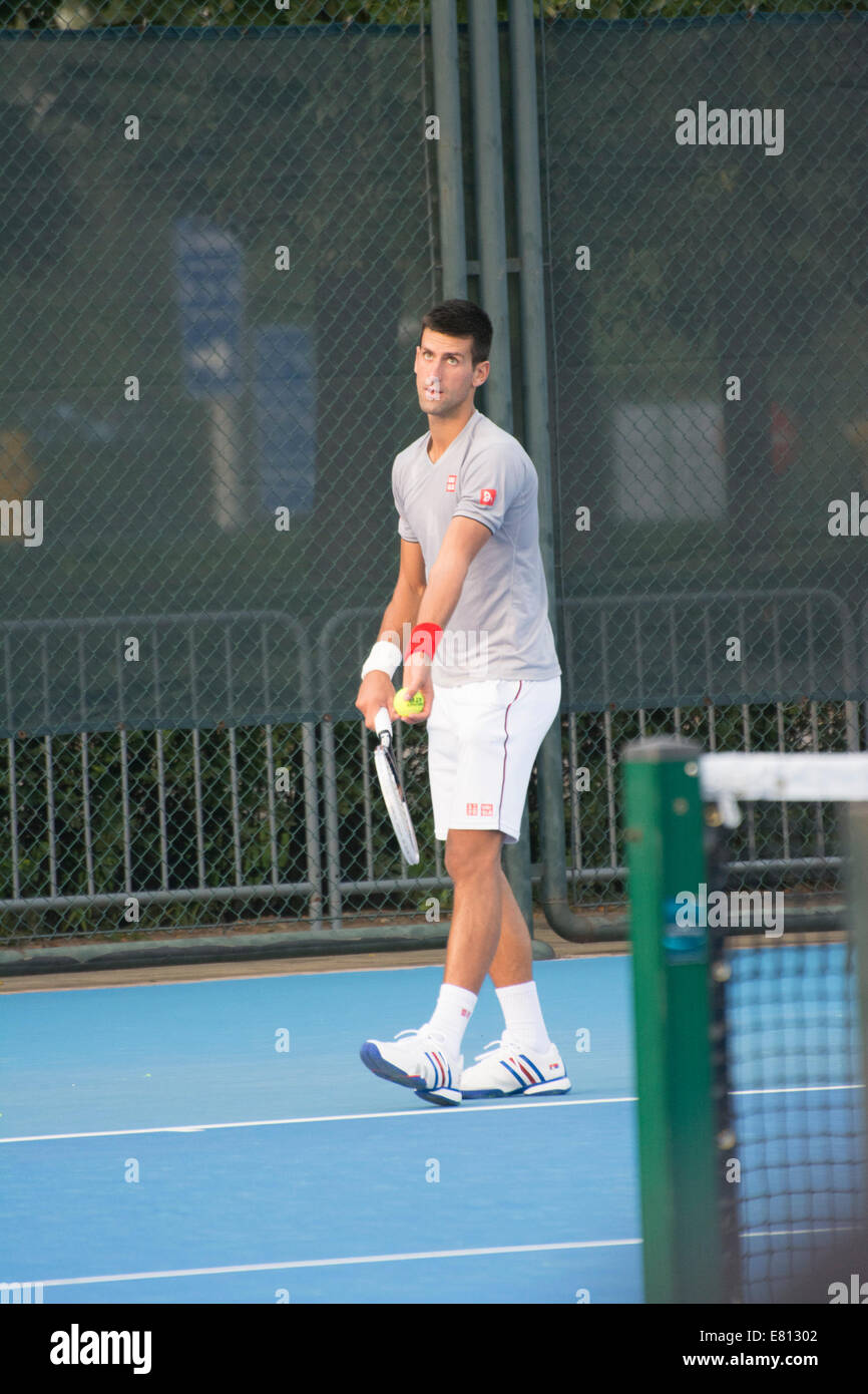 Beijing, Chine. 27 Septembre, 2014. Novak Djokovic à l'Open de Chine de formation à Beijing, Chine, le 27 septembre, 2014 Crédit : Shui Ta Shan/Alamy Live News Banque D'Images