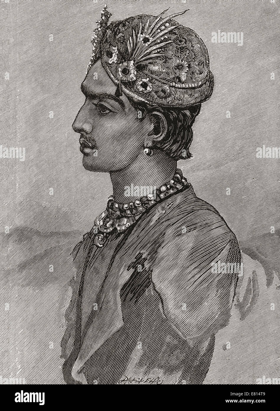 Maharaja Mangal Singh Prabhakar, 1859-1892. 6ème Maharaja de Alwar. Du magazine de l'Art publié1878 Banque D'Images