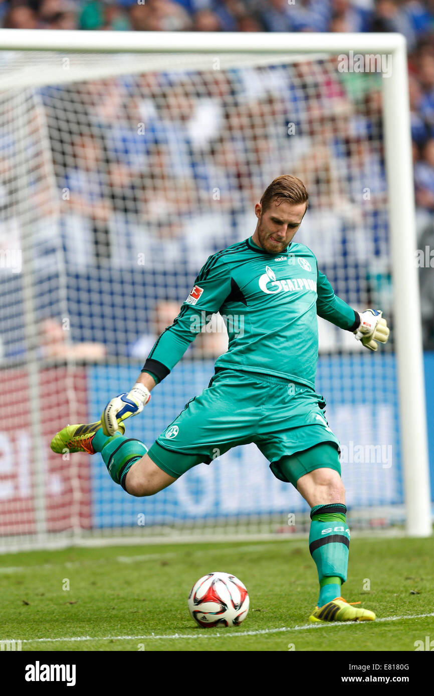 Gelsenkirchen, Allemagne. © D. 27 Sep, 2014. Ralf Fahrmann (Schalke) Football/soccer : match de Bundesliga entre le FC Schalke 04 2-1 Borussia Dortmund au Veltins Arena à Gelsenkirchen, Allemagne. © D .Nakashima/AFLO/Alamy Live News Banque D'Images