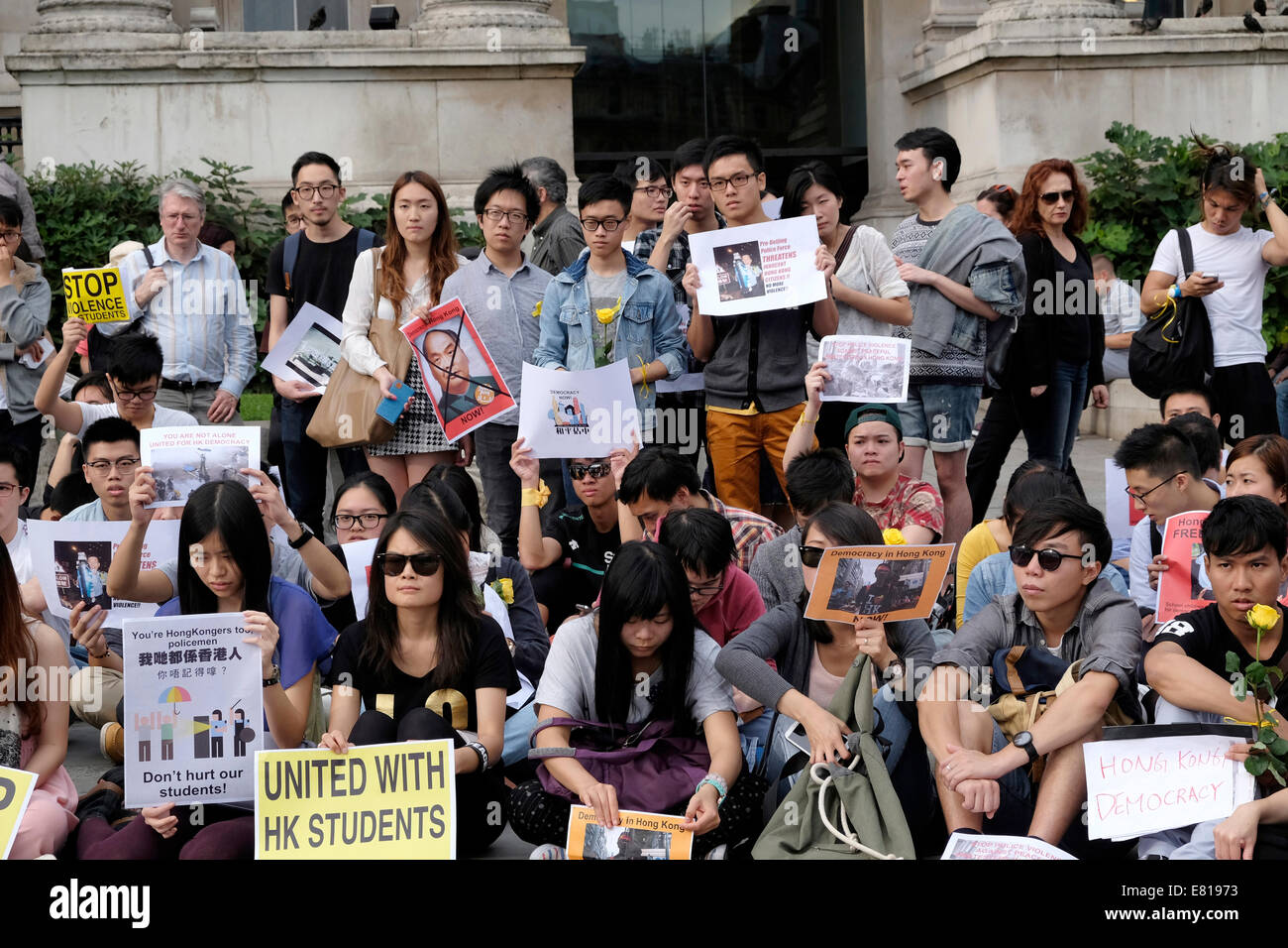 Protestation des étudiants de Hong Kong dans le centre de Londres, UK Banque D'Images