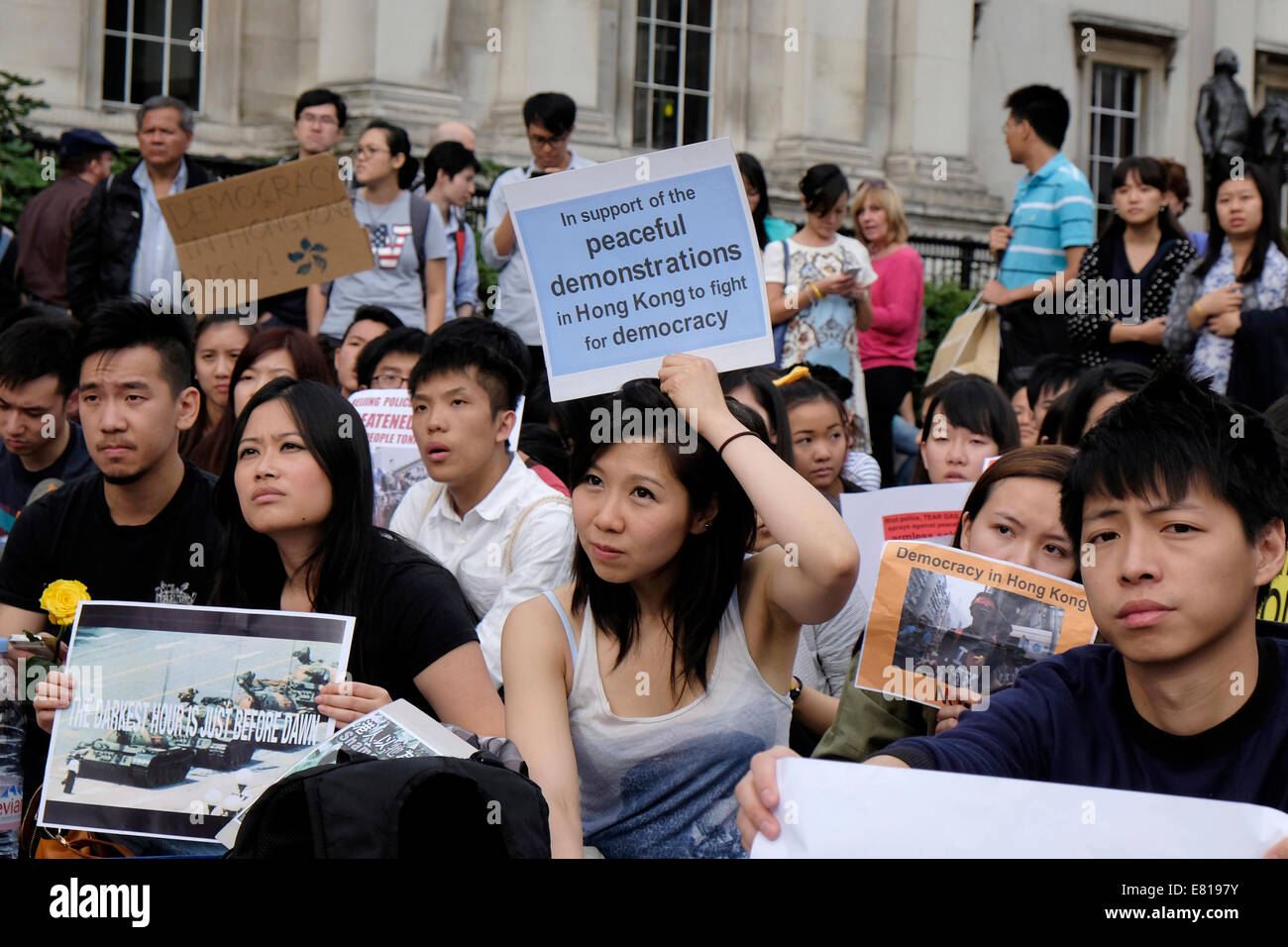 Protestation des étudiants de Hong Kong dans le centre de Londres Banque D'Images