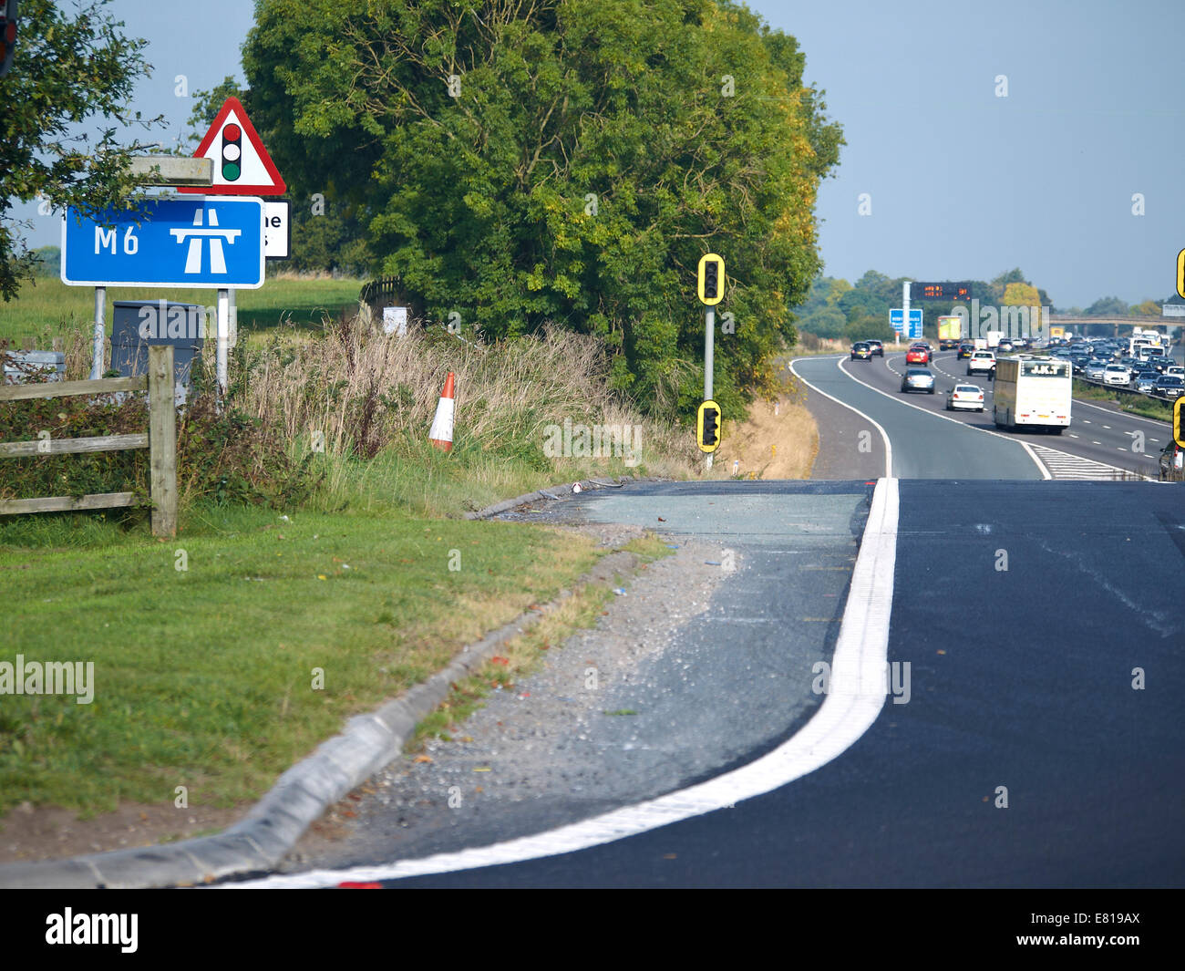 M6 Junction 17, autoroute vers le nord, à Sandbach Cheshire UK Banque D'Images