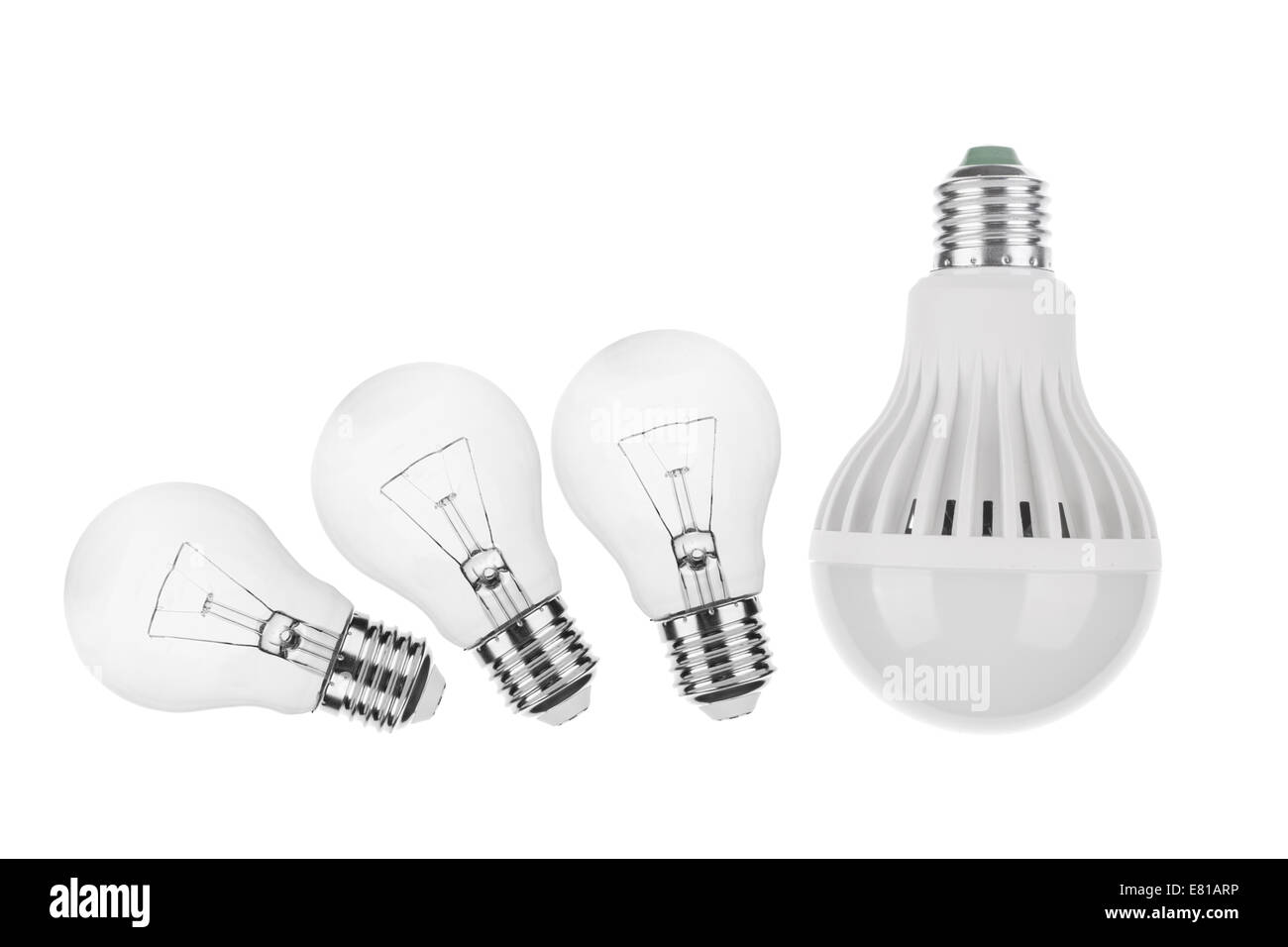Evolution - Ampoule de LED, l'ampoule fluorescente, lampe au tungstène, Candle Concept Banque D'Images