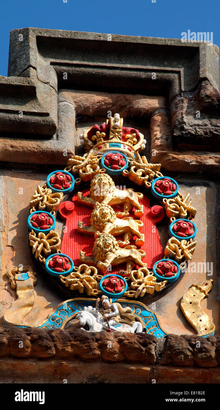Ordre de la jarretière affiché à l'entrée de Linlithgow Palace. Banque D'Images
